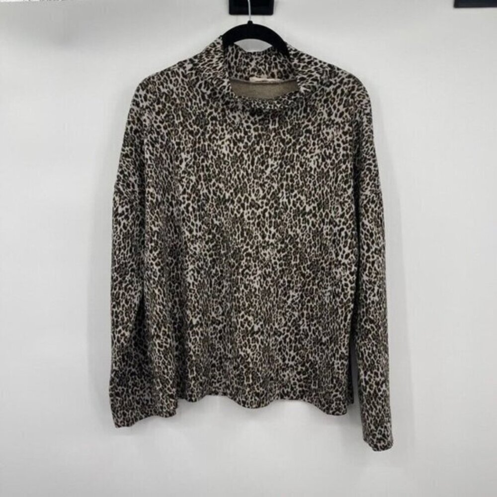 Mango MNG Womens Sweater Small Turtleneck Animal Print Long Sleeves Casual Knit